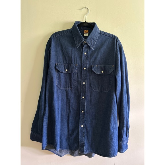 Big Ben pearl snap denim button-down size large men’s - Picture 1 of 6